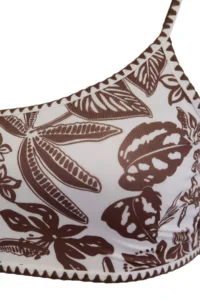 Trendyol Curve Brown Tropical Patterned Embroidered One Shoulder Plus Size Bikini Top - Image 5