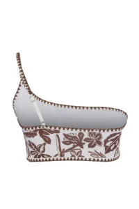Trendyol Curve Brown Tropical Patterned Embroidered One Shoulder Plus Size Bikini Top - Image 6