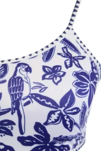 Trendyol Curve Mavi Tropical Patterned Embroidered One Shoulder Plus Size Bikini Top - Image 5