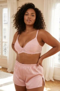 Trendyol Curve Powder Pink Lace Wireless Plus Size Bra - Image 2