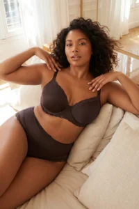 Trendyol Curve Brown Sponge Pad Lace Detailed Plus Size Bra