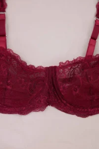 Trendyol Curve Dark Cherry Lace Cellular/Delikli Covered Sleeveless balconette Knitting Bra - Image 2