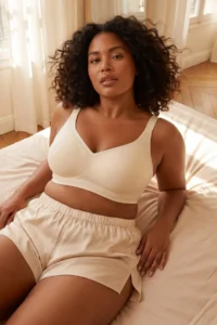 Trendyol Curve Ecru Seamless Laser Cutting Invisible/Ghost Without underwire Covered bralette Plus Size Bra - Image 2