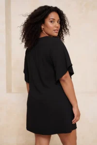 Trendyol Curve beachwear Black Sides Adjustable Shirred Plus Size Kimono&Kaftan - Image 2