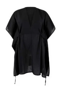 Trendyol Curve beachwear Black Sides Adjustable Shirred Plus Size Kimono&Kaftan - Image 7