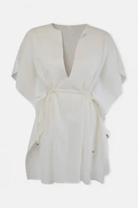 Trendyol Curve beachwear WHITE Sides Adjustable Shirred Plus Size Kimono&Kaftan - Image 12