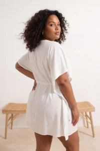 Trendyol Curve beachwear WHITE Sides Adjustable Shirred Plus Size Kimono&Kaftan - Image 3