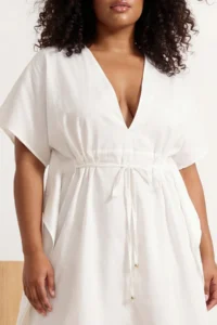 Trendyol Curve beachwear WHITE Sides Adjustable Shirred Plus Size Kimono&Kaftan - Image 5