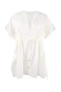 Trendyol Curve beachwear WHITE Sides Adjustable Shirred Plus Size Kimono&Kaftan - Image 7
