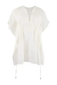 Trendyol Curve beachwear WHITE Sides Adjustable Shirred Plus Size Kimono&Kaftan - Image 8