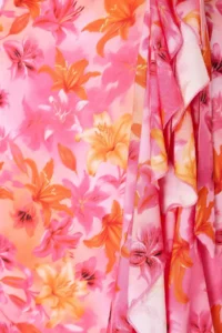 Trendyol Curve beachwear Pink flower patterned Frilly Plus Size Beach Pareo - Image 6
