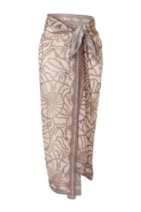 Trendyol Curve beachwear Brown Sea Shell Patterned Plus Size Weaving Pareo - Image 3
