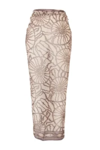 Trendyol Curve beachwear Brown Sea Shell Patterned Plus Size Weaving Pareo - Image 4