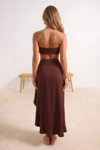 TRENDYOLMİLLA Brown Weaving with flywheel Maxi Beach Skirt - Image 4