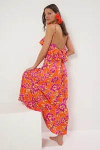TRENDYOLMİLLA flower patterned Weaving with flywheel Beach Midi Dress - Image 2