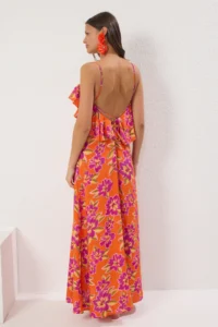 TRENDYOLMİLLA flower patterned Weaving with flywheel Beach Midi Dress - Image 5