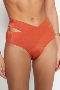 TRENDYOLMİLLA Brick Red Cut Out Detailed hipster High Waist Bikini Bottom - Image 3