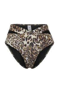 TRENDYOLMİLLA Leopard Patterned Cut Out Detailed hipster High Waist Bikini Bottom - Image 5