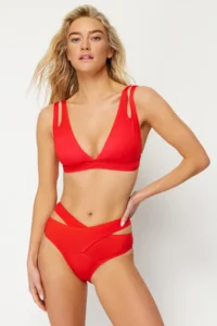 TRENDYOLMİLLA Red Cut Out Detailed hipster High Waist Bikini Bottom - Image 2