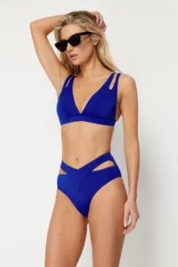 TRENDYOLMİLLA Saks Blue Cut Out Detailed hipster High Waist Bikini Bottom - Image 2