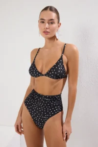 TRENDYOLMİLLA Polka Dot Triangle Covered Bikini Top