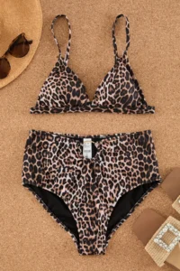 TRENDYOLMİLLA Leopard Patterned Triangle Covered Bikini Top - Image 6
