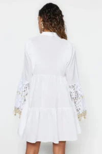 TRENDYOLMİLLA beachwear 100% Cotton WHITE Weaving Embroidered Mini Dress - Image 6