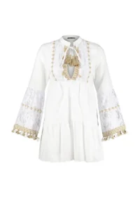 TRENDYOLMİLLA beachwear 100% Cotton WHITE Weaving Embroidered Mini Dress - Image 7