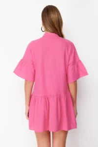TRENDYOLMİLLA Pink Weaving with flywheel Beach Mini Dress - Image 7