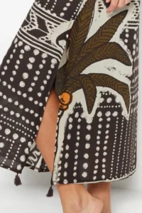 TRENDYOLMİLLA Tropical Patterned Maxi Weaving 100% Cotton Tasseled Beach Kimono&Kaftan - Image 4