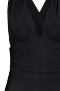 TRENDYOLMİLLA Black Drapeli Deep V-neck Covered Regular Swimsuit - Image 7