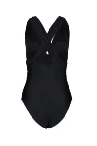 TRENDYOLMİLLA Black Drapeli Deep V-neck Covered Regular Swimsuit - Image 8
