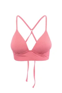 TRENDYOLMİLLA Pink textured Triangle Push Up Bikini Top - Image 4