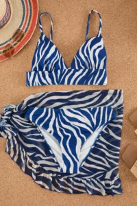 TRENDYOLMİLLA Zebra Patterned Triangle Covered Bikini Top - Image 5