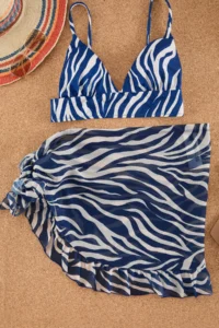 TRENDYOLMİLLA Zebra Patterned Triangle Covered Bikini Top - Image 7