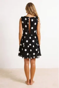 TRENDYOLMİLLA Black-Multicolored Plain A-line Ekstra Short / Super Mini Weaving with flywheel / Frilly 100% Cotton Dress - Image 5