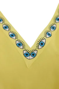 TRENDYOLMİLLA Yellow Belted Mini Weaving with flywheel Beach Dress - Image 6