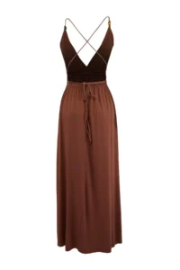 TRENDYOLMİLLA Dark Brown Maxi Weaving tied up Beach Dress - Image 6
