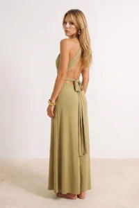 TRENDYOLMİLLA Light Khaki Knitting Binding Detailed Maxi Beach Dress - Image 4