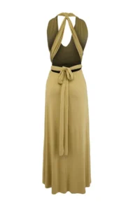 TRENDYOLMİLLA Light Khaki Knitting Binding Detailed Maxi Beach Dress - Image 6