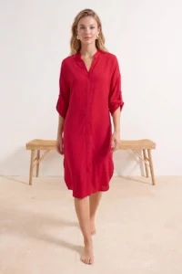 TRENDYOLMİLLA Cherry Weaving Midi Slit Detailed Beach Dress - Image 2
