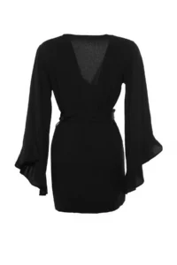 TRENDYOLMİLLA Black Weaving Beach Mini Belted Kimono&Kaftan - Image 6