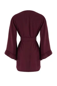 TRENDYOLMİLLA Plum Belted Mini Weaving with flywheel Beach Kimono&Kaftan - Image 4