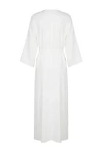 TRENDYOLMİLLA Ecru Weaving Maxi Beach Belted Kimono&Kaftan - Image 4