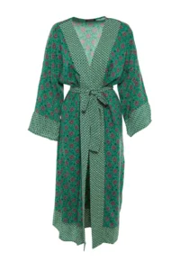 TRENDYOLMİLLA Ethnic Patterned Weaving Maxi Beach Belted Kimono&Kaftan - Image 6