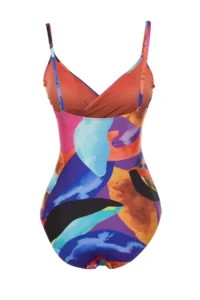 TRENDYOLMİLLA Abstract Patterned tied up Double breasted Yaka Covered hipster Swimsuit - Image 8