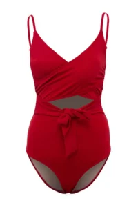 TRENDYOLMİLLA Red tied up Double breasted Yaka Covered hipster Swimsuit - Image 4