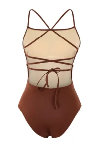 TRENDYOLMİLLA Brown Square Neck Low-cut back Regular Swimsuit - Image 6