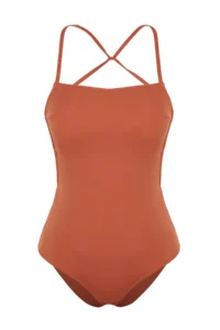 TRENDYOLMİLLA Brick Red Square Neck Covered Low-cut back hipster Core Swimsuit - Image 7