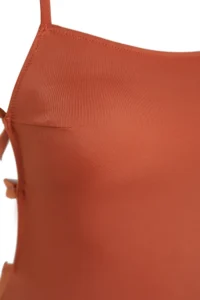 TRENDYOLMİLLA Brick Red Square Neck Covered Low-cut back hipster Core Swimsuit - Image 8